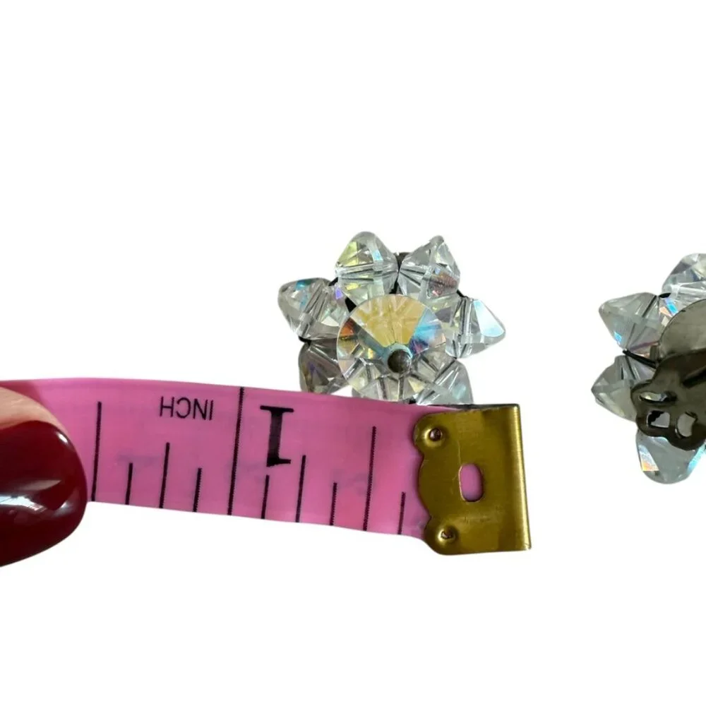 Vintage AB Aurora Borealis clip on earrings Trivoli